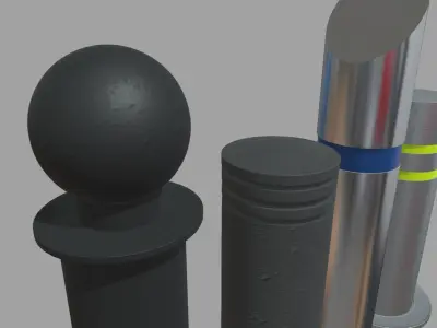 Bollards 07 08 09 010 Low-poly 3D model
