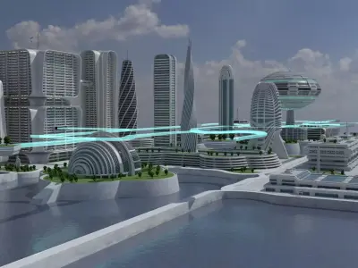 Oceanicity Futuristic Floating City 3D Model 3D model