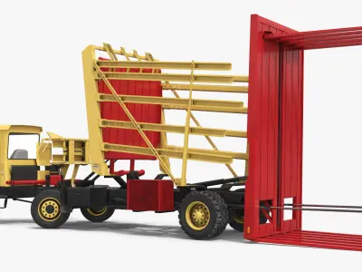  Agricultural Bale Wagon with Loader Red Yellow 