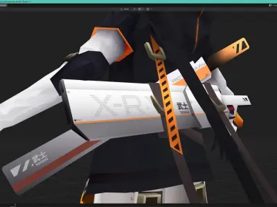 CyberSpace Punk Urban Samurai Anime Boy Low-poly 3D model