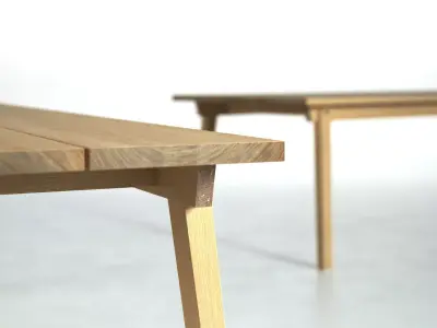 Slice three wooden tables 3D model