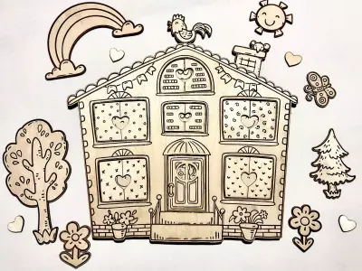 Layered House Puzzle Laser Cut File for Kids 3D model