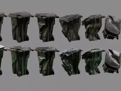 Crushed Trash Can Collection 3D model
