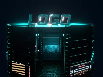 Dark light sci-fi room 3D model