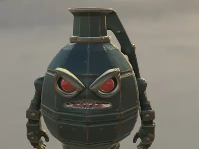 Angry Grenade Bot  Stylized Explosive 3D model