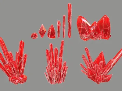 Crystal Set Low-poly 3D model