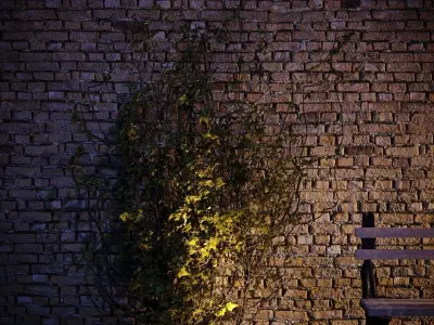 Exterior fencing - Ivy - brick wall 3D model