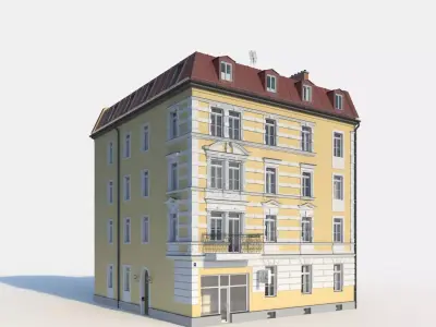 Residential City Building - Corner - 21 - Stucco 3D model