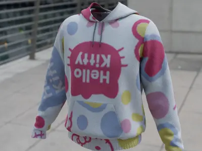 Replaceable print hoodie sweatshirt - male Low-poly 3D model