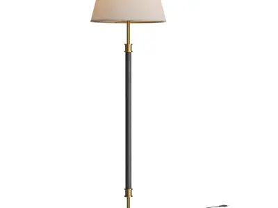 Viator Wrapped Black Leather Floor Lamp 3D model