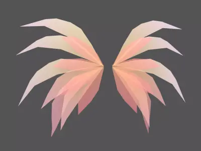 Low Poly Wings v4 001 Low-poly 3D model