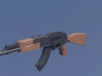 AK47 game ready rifle on sky Low-poly 3D model