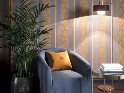 Royal Gold Stripe Damask Wallpaper Texture