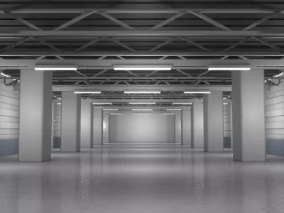 Empty Factory Warehouse Interior 3D model