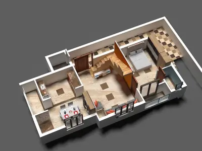 3d plans floor plan of two bedroom apartment 3D model