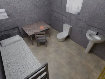 Prison inside of Low-poly 3D model