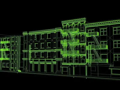 3D streethouses apartment building 3D model