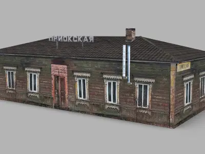 The building of the Priokskaya Railway Station Low-poly 3D model