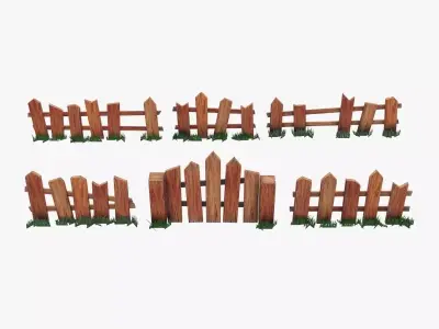 Fence low poly models for games Low-poly 3D model
