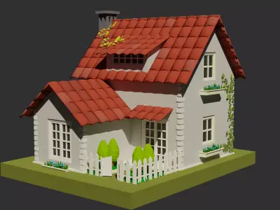 Cartoon House Low-poly 3D model