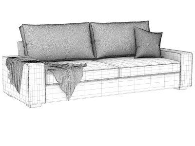 Modern 2-Seater Fabric Sofa 3D model