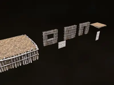 House Clay and Wood Free low-poly 3D model