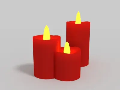 Candles candle in shape of heart Low-poly 3D model