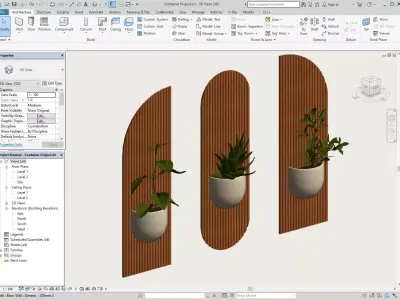 Japandi Wall Planter  Parametric Revit Family 3D model