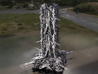 Mega Sci-Fi city Complex Station submerged 2 3D model