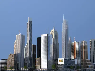 Skyscraper City Low-poly 3D model