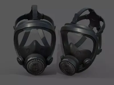 Gas mask helmet 3d model military combat fantasy cyborg  Low-poly 3D model