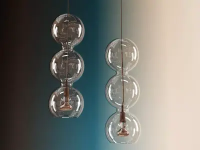 Trepalle three clear glass balls hanging from ceiling 3D model