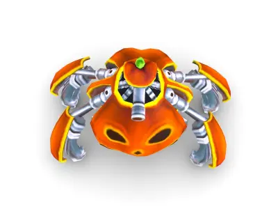 low poly 3d model cartoon pumpkin robot Low-poly 3D model