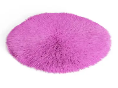 Round Pink Sheepskin Rug 3D model