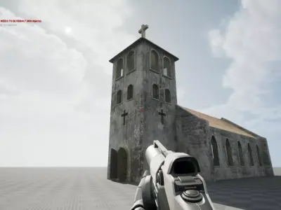 Church in desert Low-poly 3D model