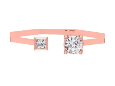 Open End Women Light Weight Band Round Princess Stone Ring 3D print model