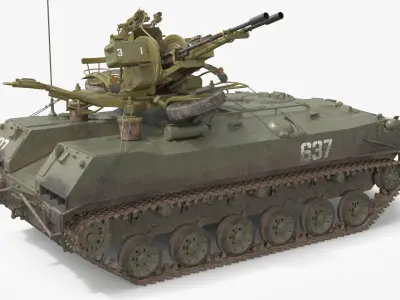  Soviet BTR-ZD Self-Propelled AA Vehicle Green Rigged 