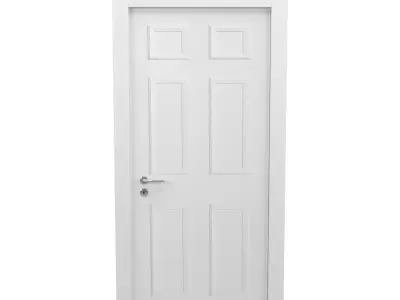 White Panel Door Low-poly 3D model