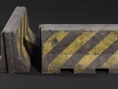 Roadblock Low Poly clean and dirty - with LODS Low-poly 3D model