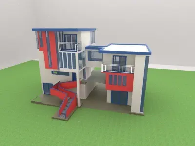 LOW POLY MANSION modern house 3D model