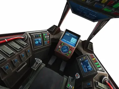 SPACE FIGHTER Game Ready With Cockpit Low-poly 3D model