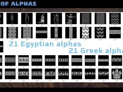 Pack of 340 Alphas Chinese Egypt Greek Old Norse Texture
