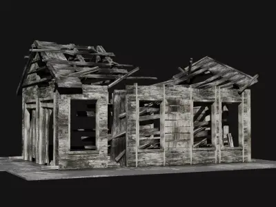 Abandoned old house - realistic low poly Low-poly 3D model buy