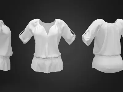 Ladies Shirt with Belt Low-poly 3D model