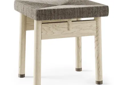 Wooden rattan stool  3D model