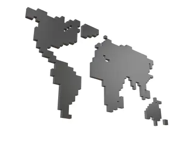 Earth Map Cube Style v2 001 Low-poly 3D model