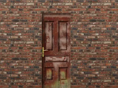 wooden doors set Low-poly 3D model
