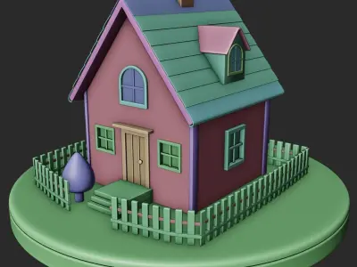 Simple Low-Poly 3D House Exterior Model 3D model