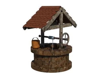 3D low poly old well Low-poly 3D model