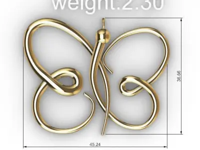 Butterfly pendant 3D print model 4